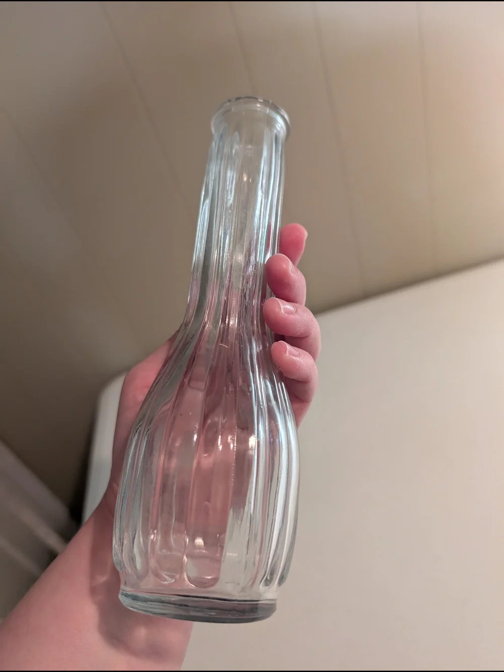 Clear Glass Bud Vase - Elegant Ribbed Design
